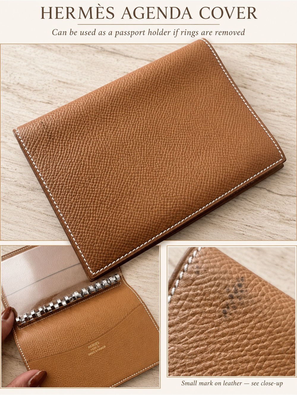 Hermes Tan Leather Agenda Cover for Men